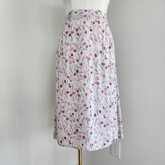 Vintage Y2K Dress Barn Woman Tulip Print Midi Skirt Elastic Waist Floral 16 - Picture 1 of 9